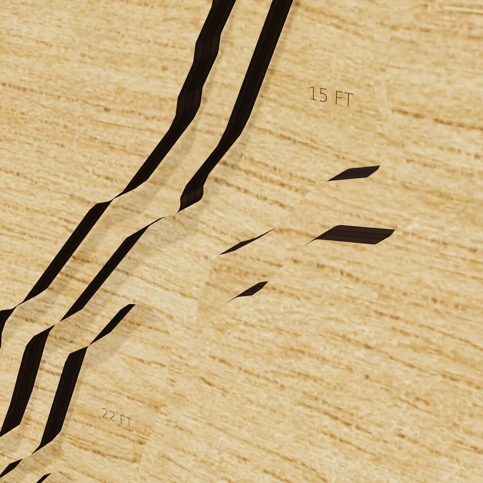 Laguna Lake 3D wood map, detail view