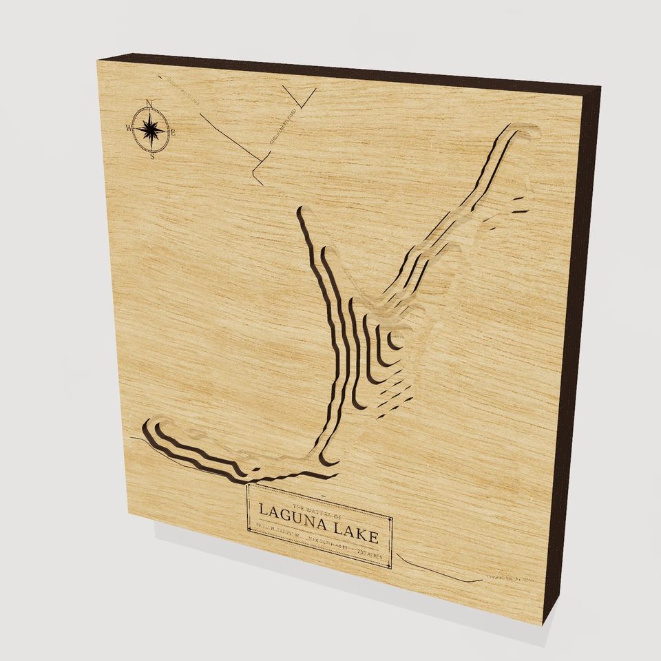 Laguna Lake 3D wood map, hero view