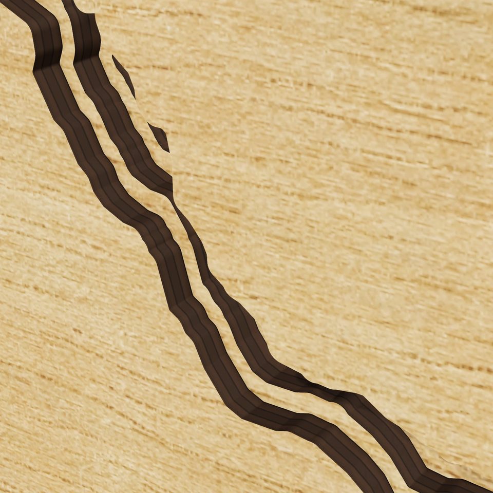 Lake Aleknagik 3D wood map, detail view