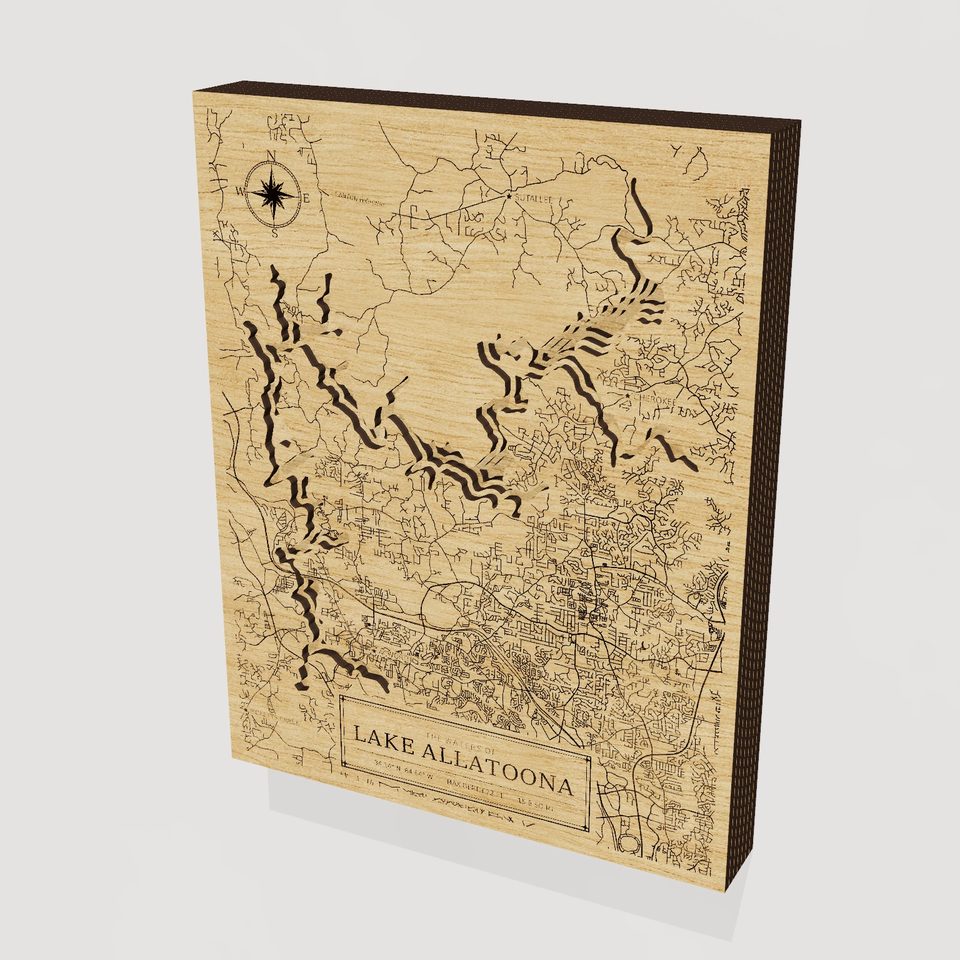 Lake Allatoona 3D wood map, hero view