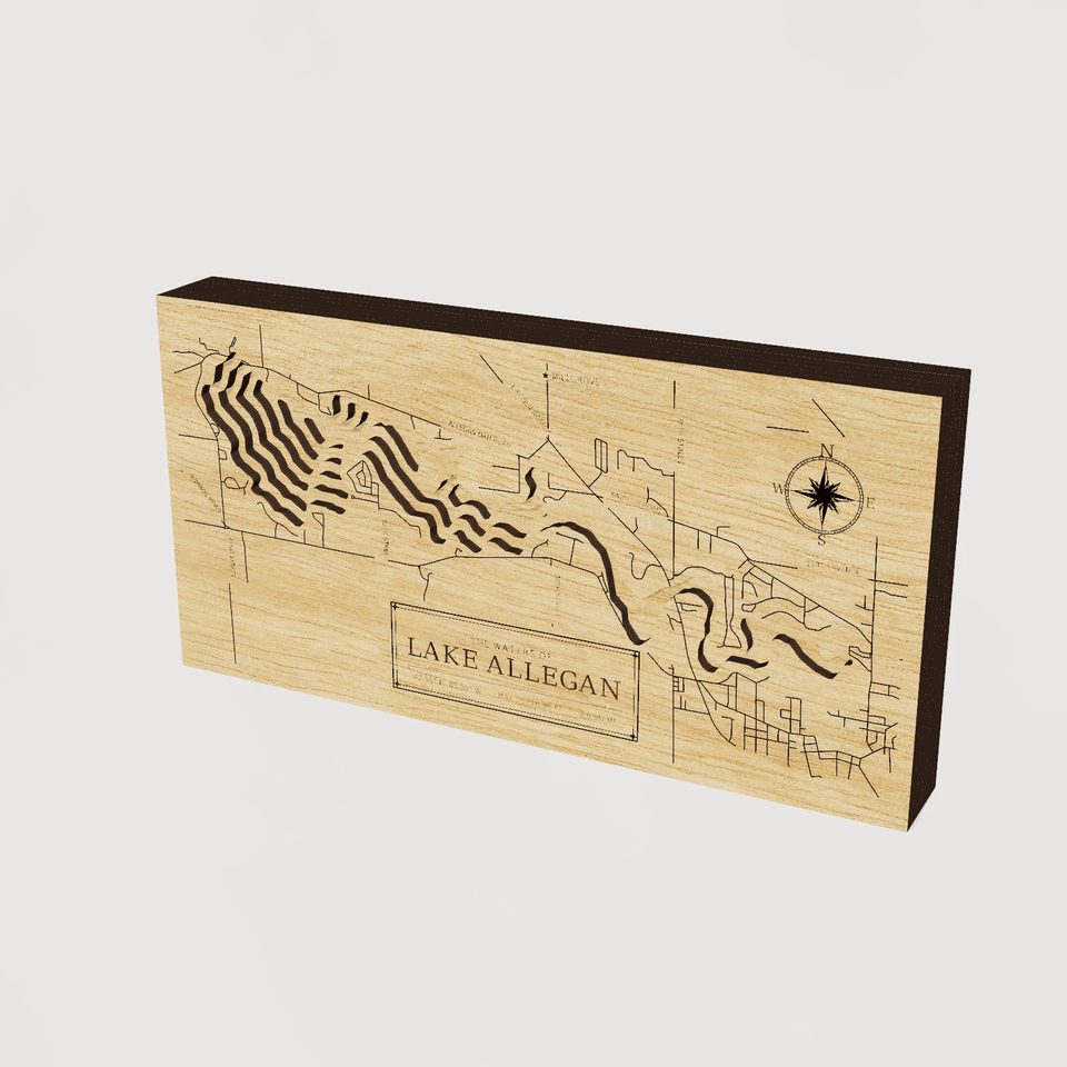 Lake Allegan 3D wood map, hero view