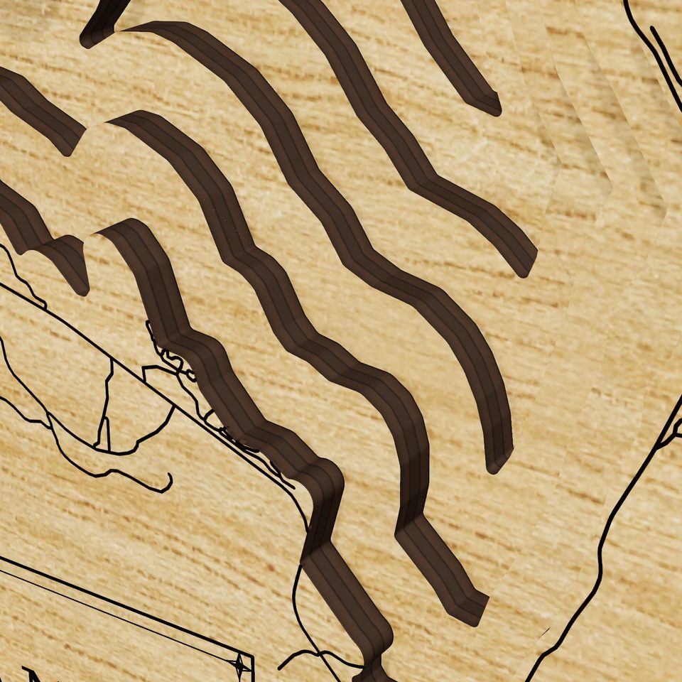 Lake Almanor 3D wood map, detail view