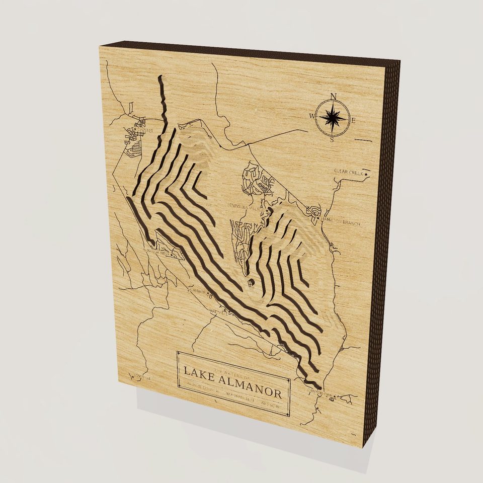 Lake Almanor 3D wood map, hero view