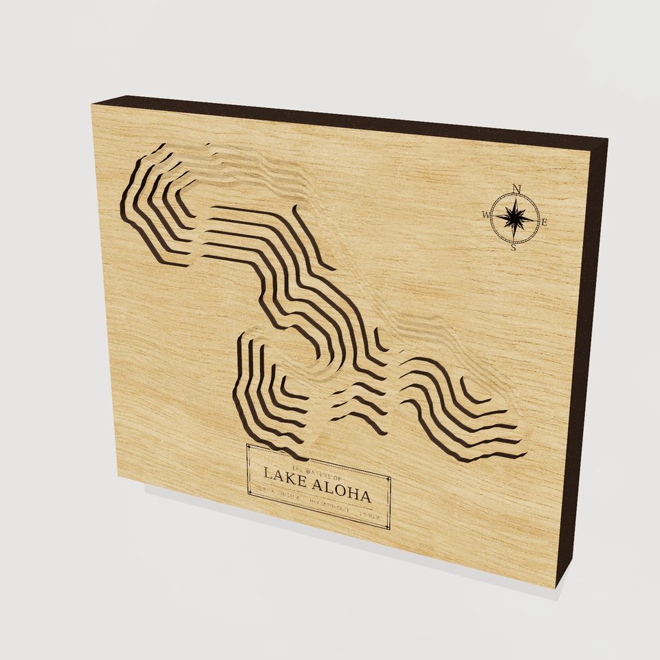 Lake Aloha 3D wood map, hero view