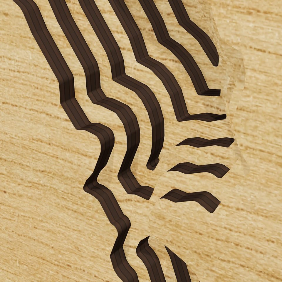 Lake Altus 3D wood map, detail view