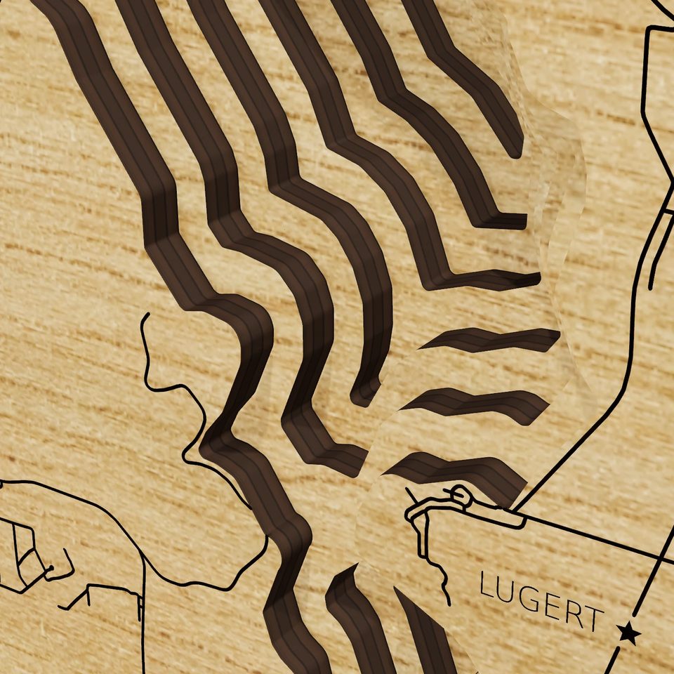 Lake Altus 3D wood map, detail view