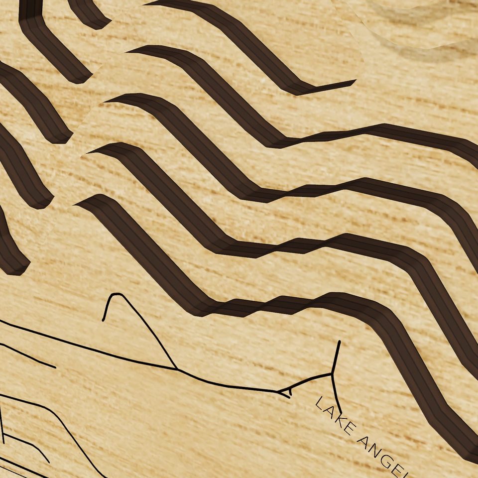 Lake Angelus 3D wood map, detail view