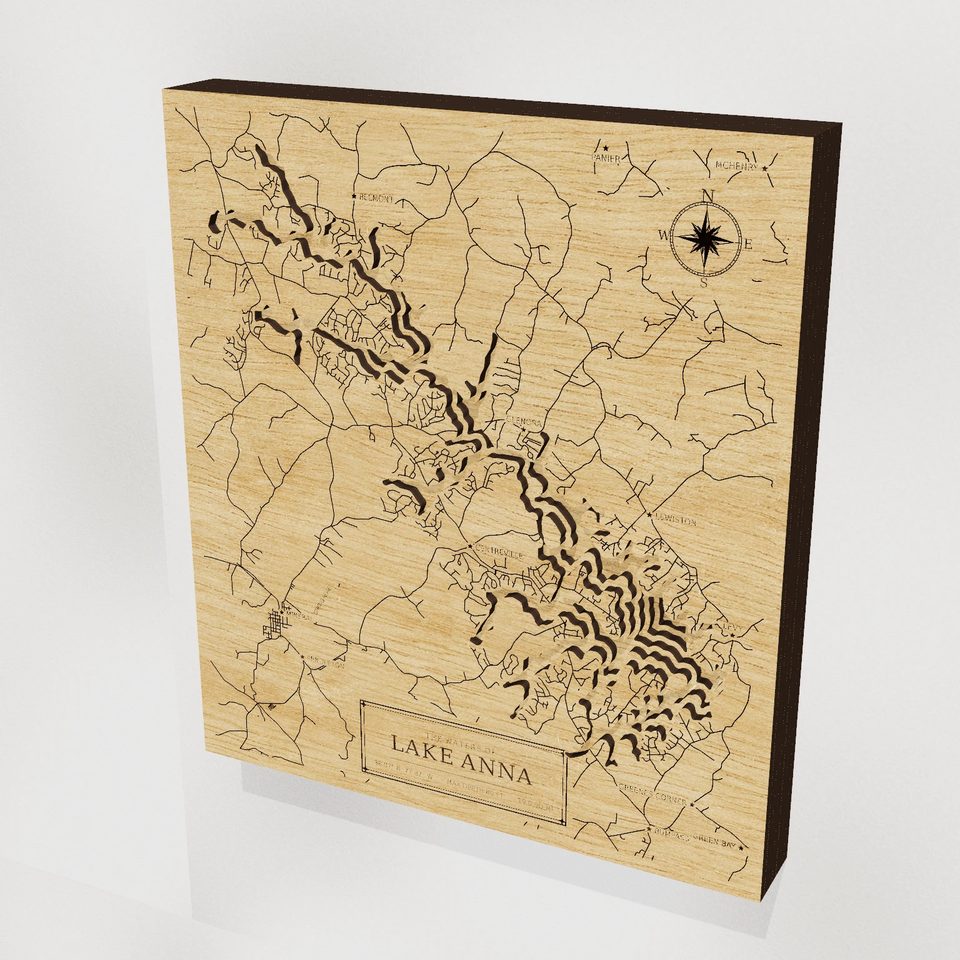 Lake Anna 3D wood map, hero view