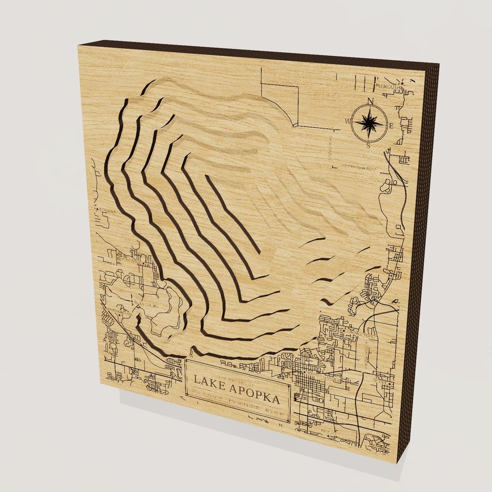 Lake Apopka 3D wood map, hero view