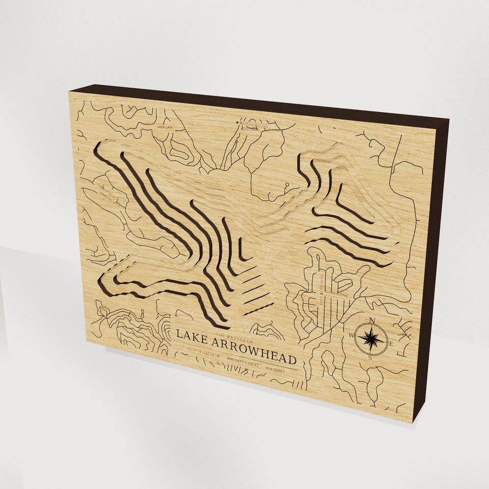 Lake Arrowhead 3D wood map, hero view