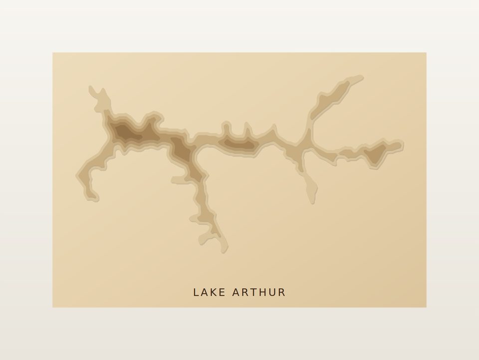 Lake Arthur 3D wood map, preview view
