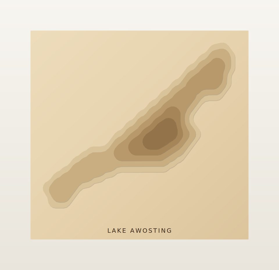 Lake Awosting 3D wood map, preview view