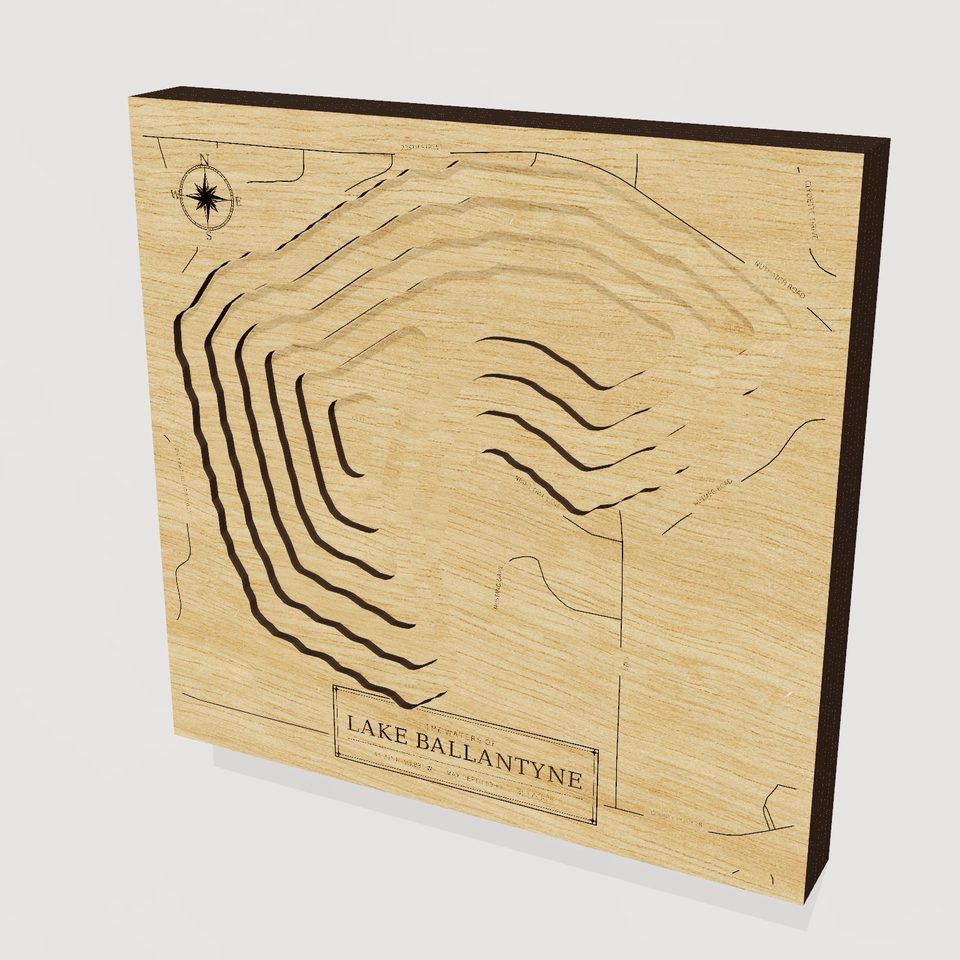 Lake Ballantyne 3D wood map, hero view