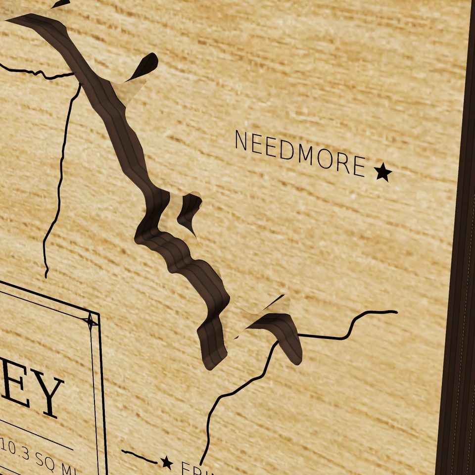 Lake Barkley 3D wood map, detail view