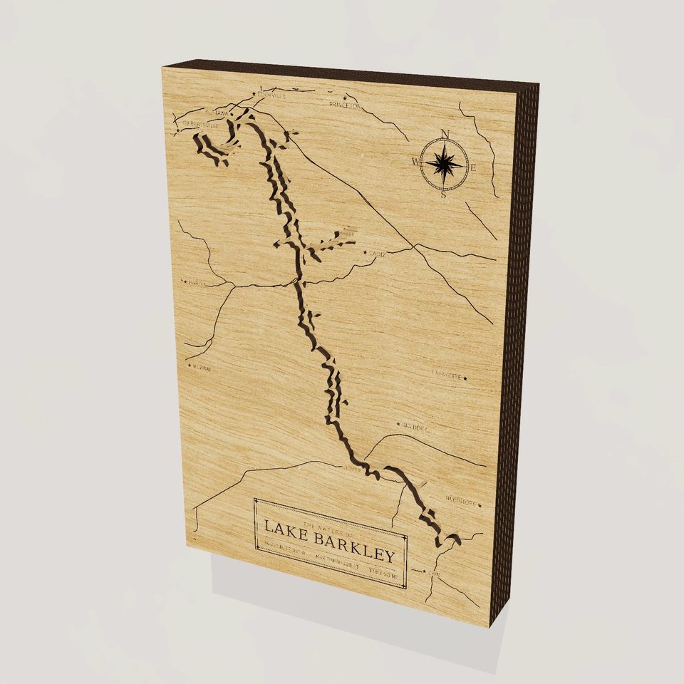 Lake Barkley 3D wood map, hero view