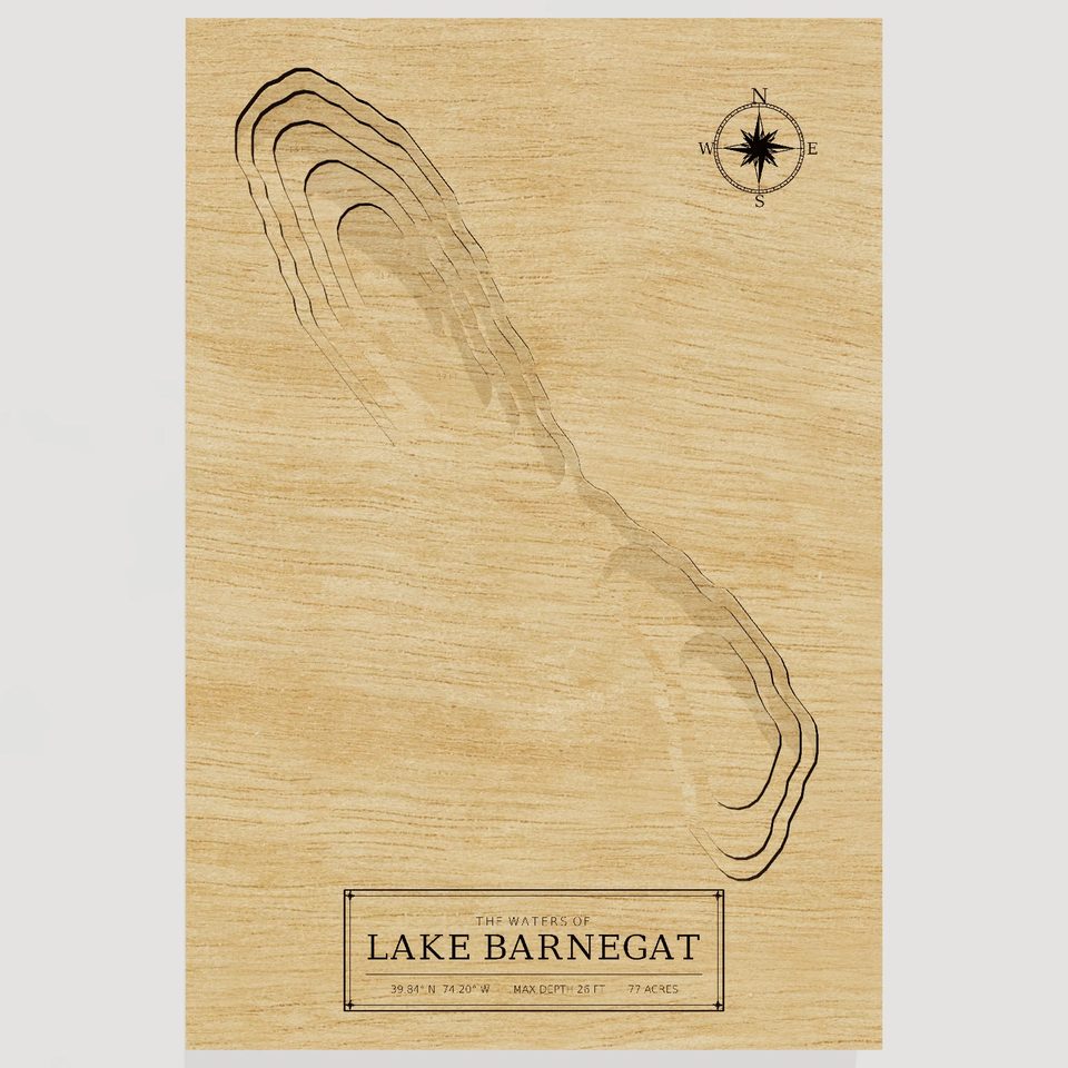 Lake Barnegat 3D wood map, front view