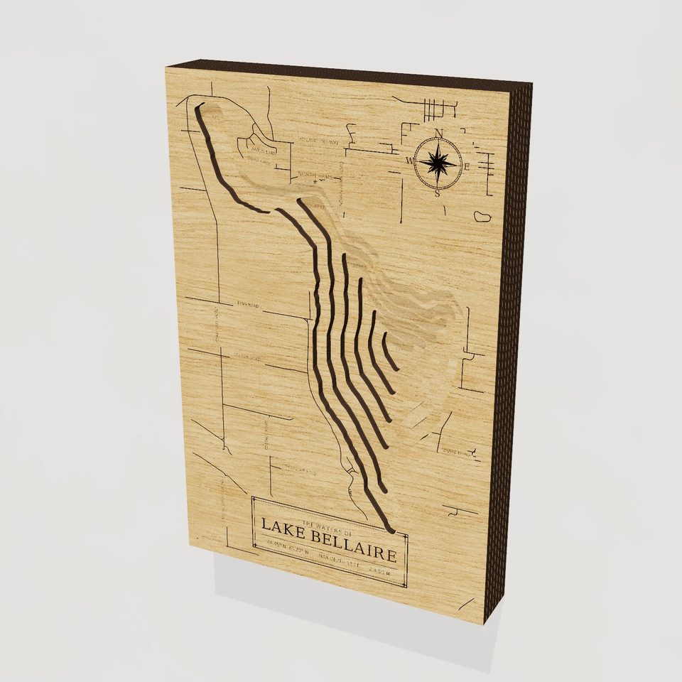 Lake Bellaire 3D wood map, hero view