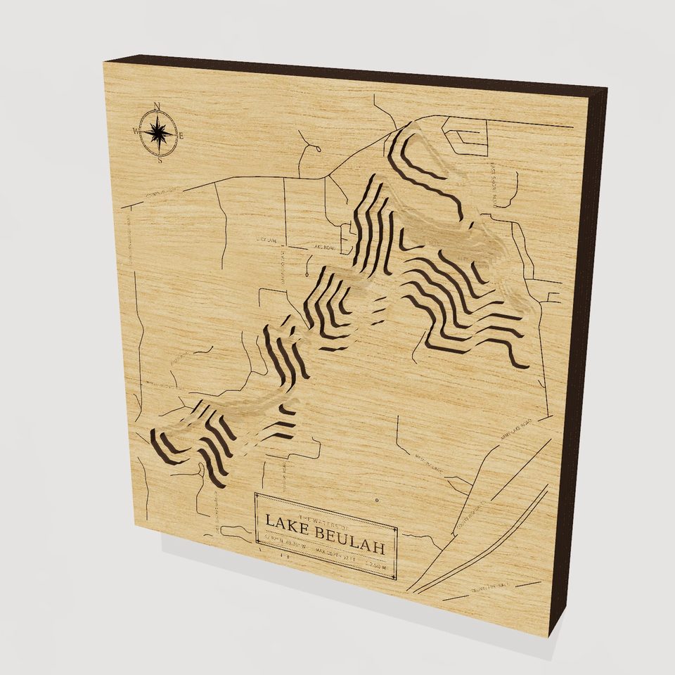 Lake Beulah 3D wood map, hero view