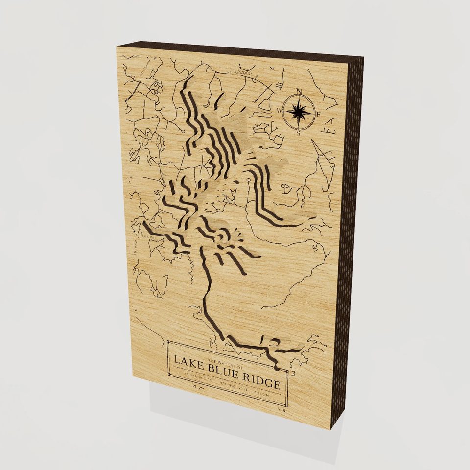 Lake Blue Ridge 3D wood map, hero view
