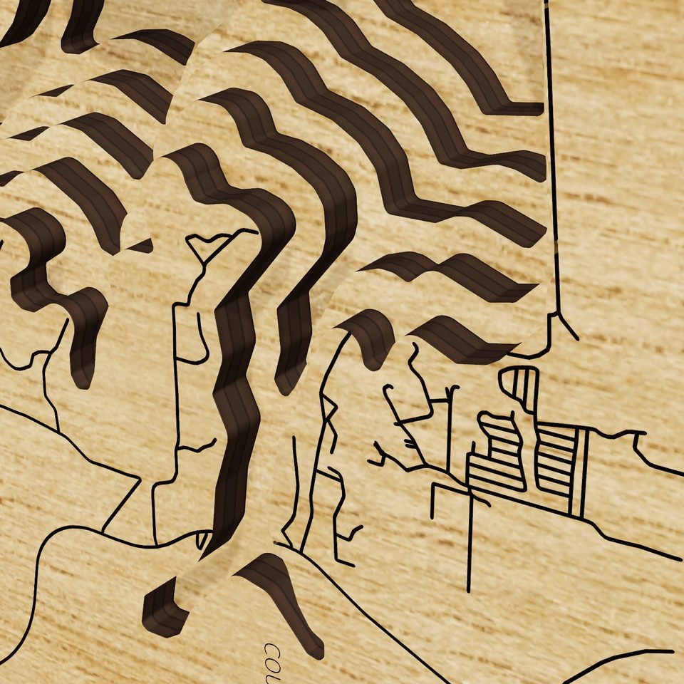 Lake Bob Sandlin 3D wood map, detail view