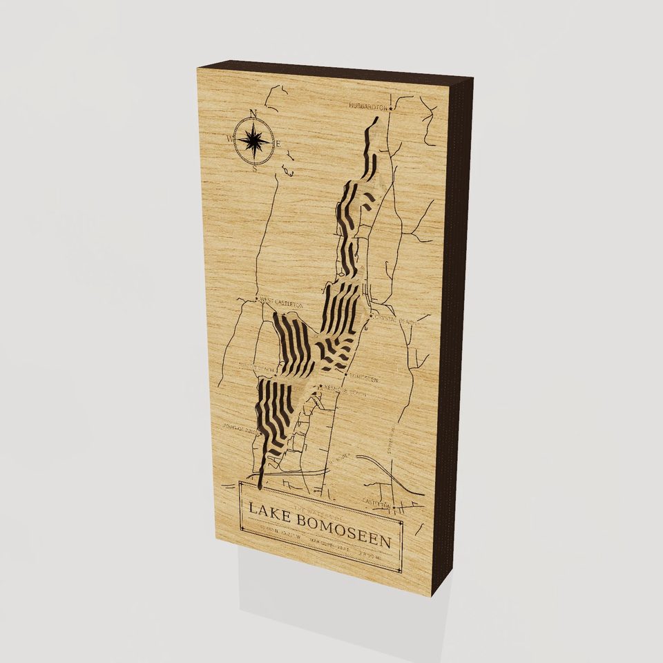 Lake Bomoseen 3D wood map, hero view