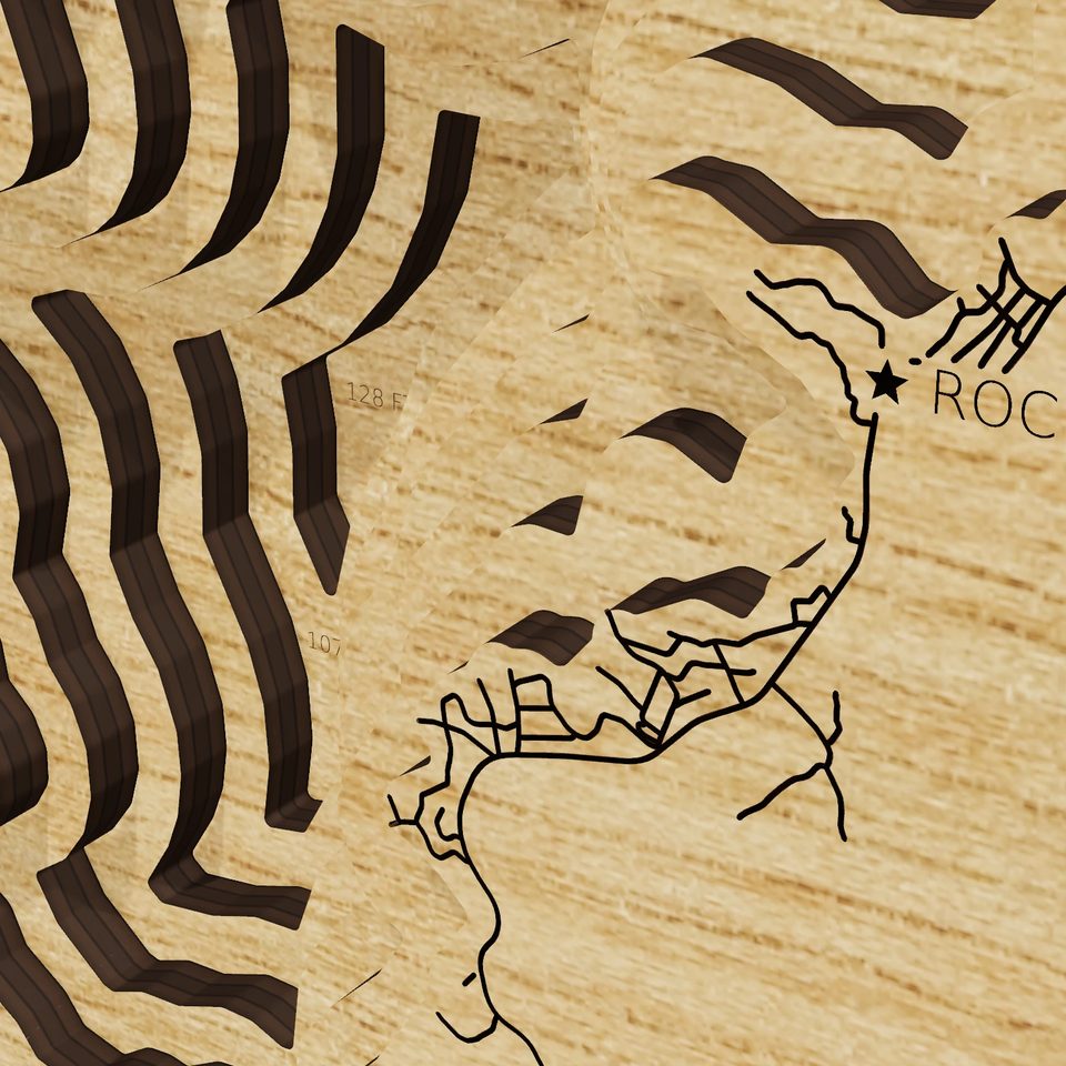 Lake Buchanan 3D wood map, detail view