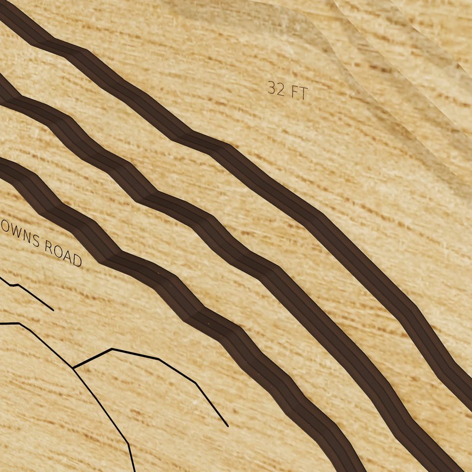 Lake Buel 3D wood map, detail view