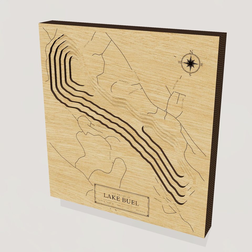 Lake Buel 3D wood map, hero view