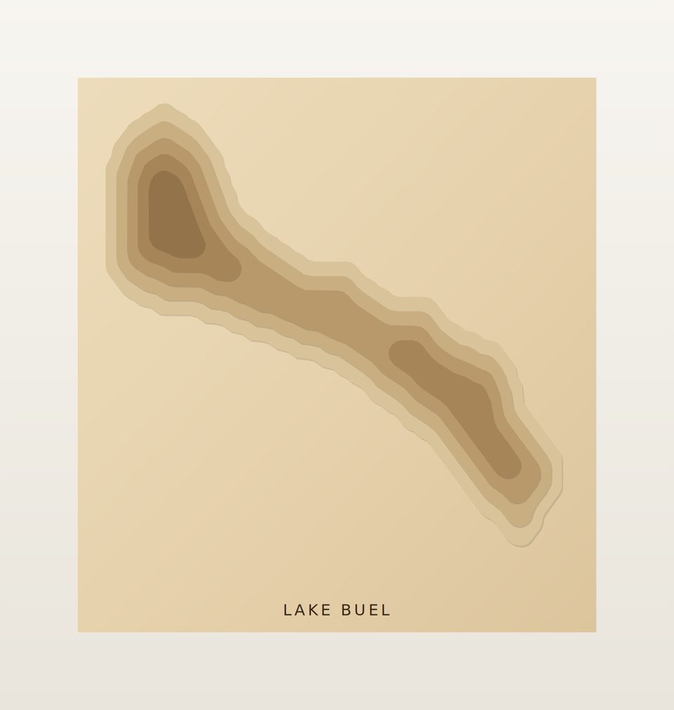 Lake Buel 3D wood map, preview view