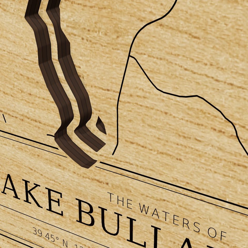 Lake Bullards Bar 3D wood map, detail view