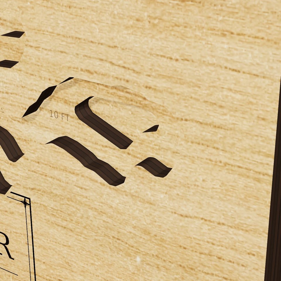 Lake Byllesby Reservoir 3D wood map, detail view