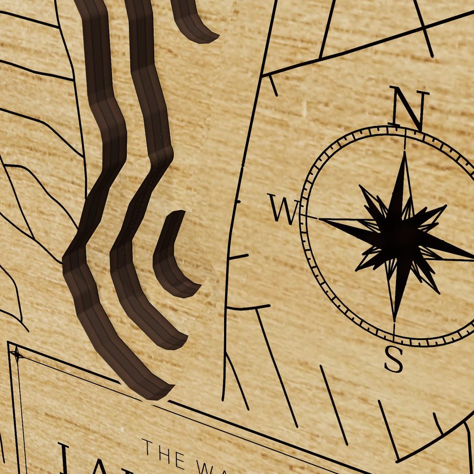 Lake Carmel 3D wood map, detail view