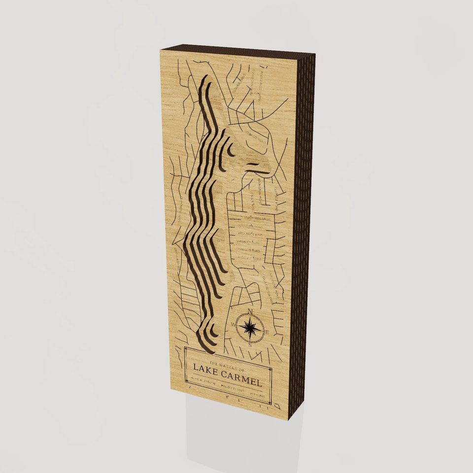 Lake Carmel 3D wood map, hero view