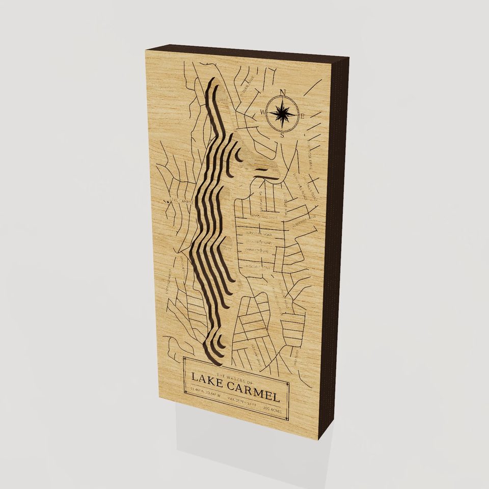 Lake Carmel 3D wood map, hero view