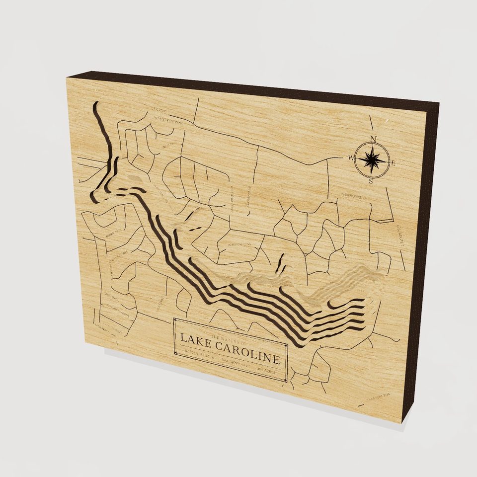 Lake Caroline 3D wood map, hero view