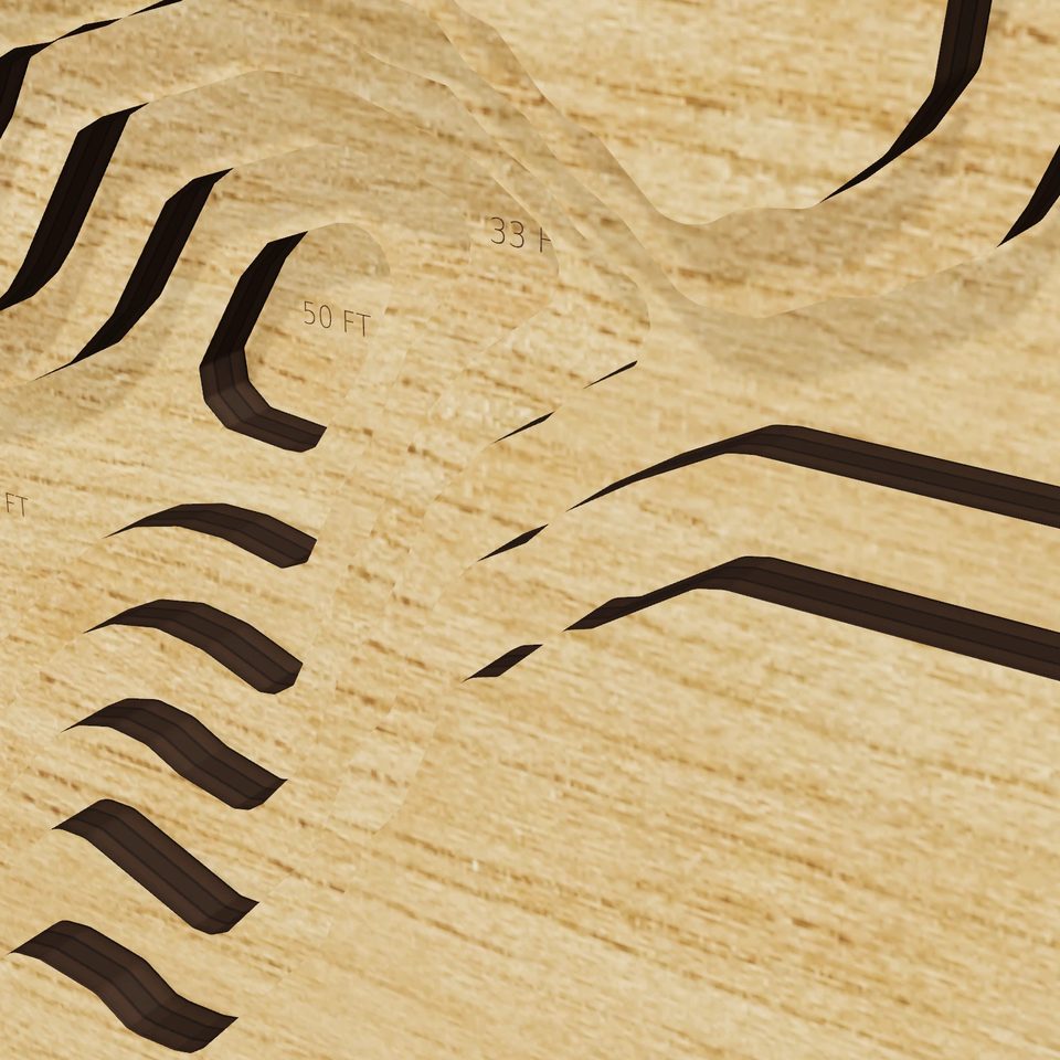 Lake Casa Blanca 3D wood map, detail view
