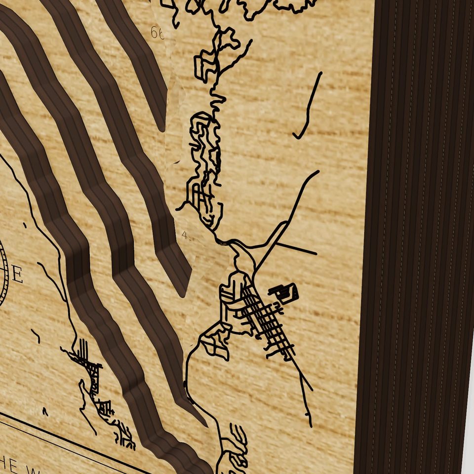 Lake Cascade 3D wood map, detail view