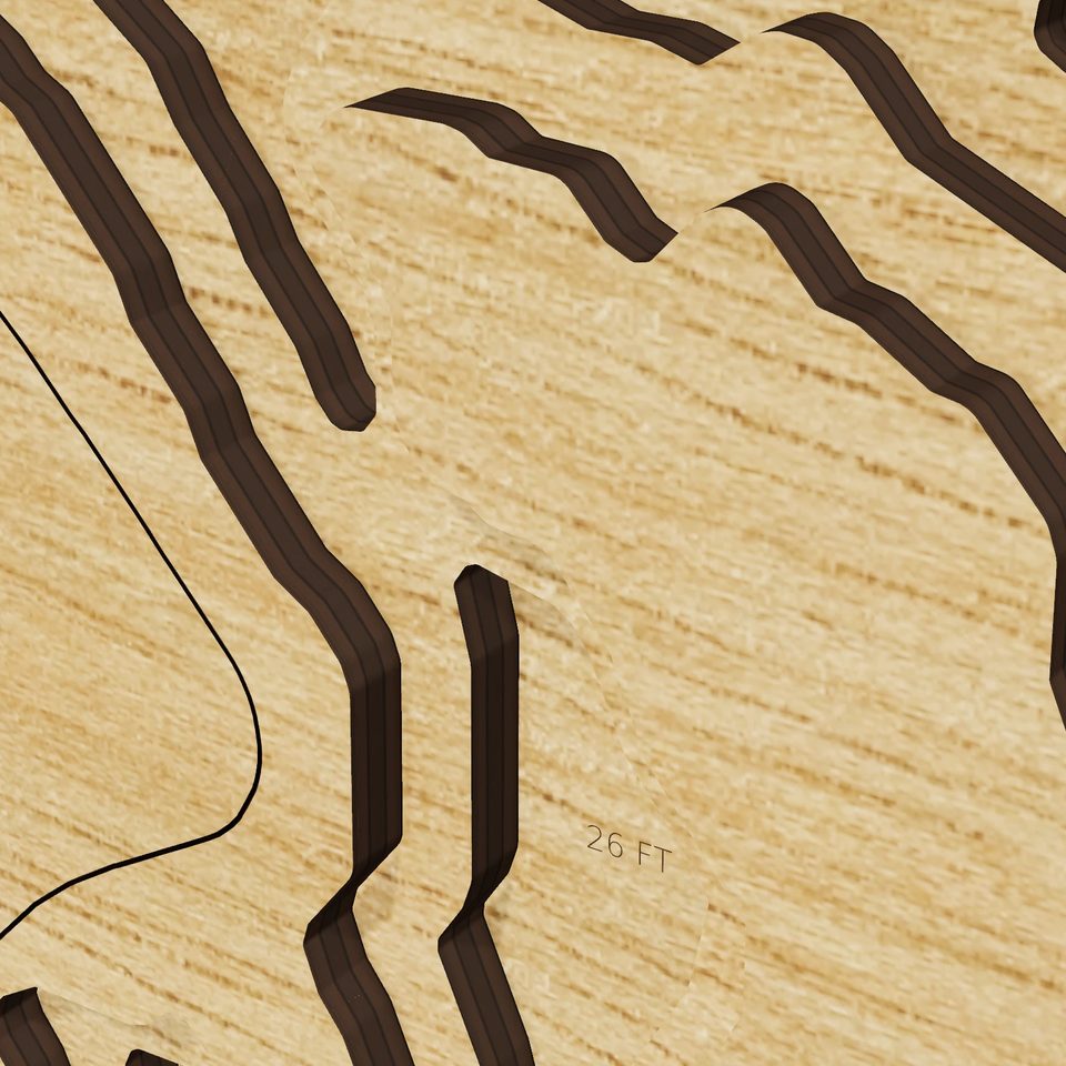Lake Casitas 3D wood map, detail view