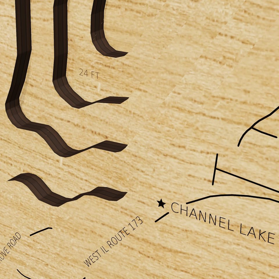 Lake Catherine 3D wood map, detail view