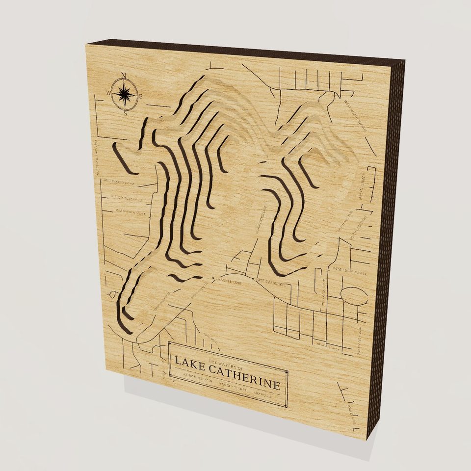 Lake Catherine 3D wood map, hero view