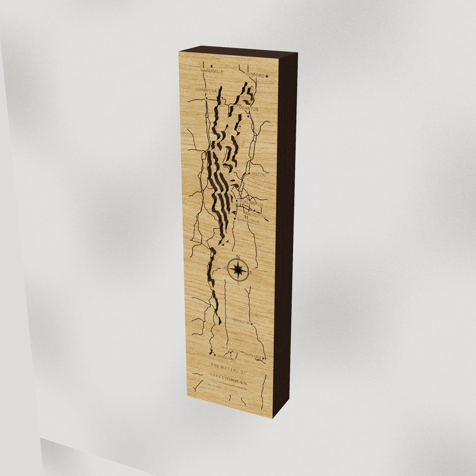 Lake Champlain 3D wood map, hero view
