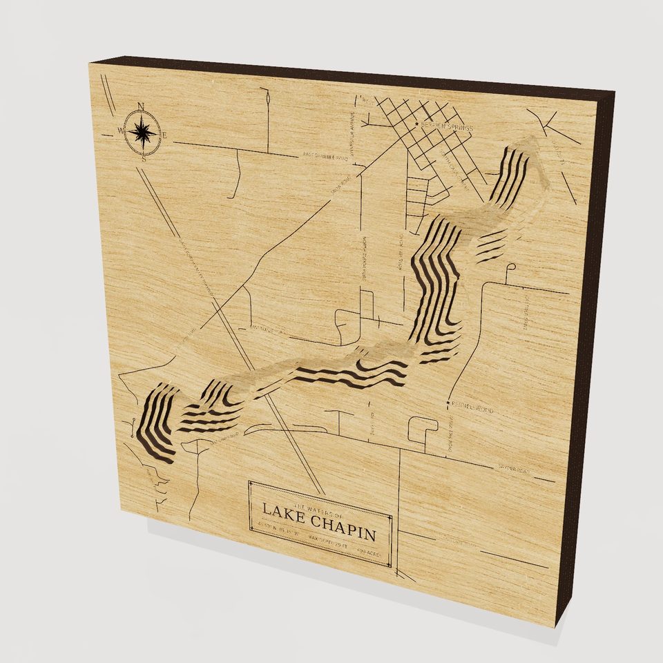 Lake Chapin 3D wood map, hero view