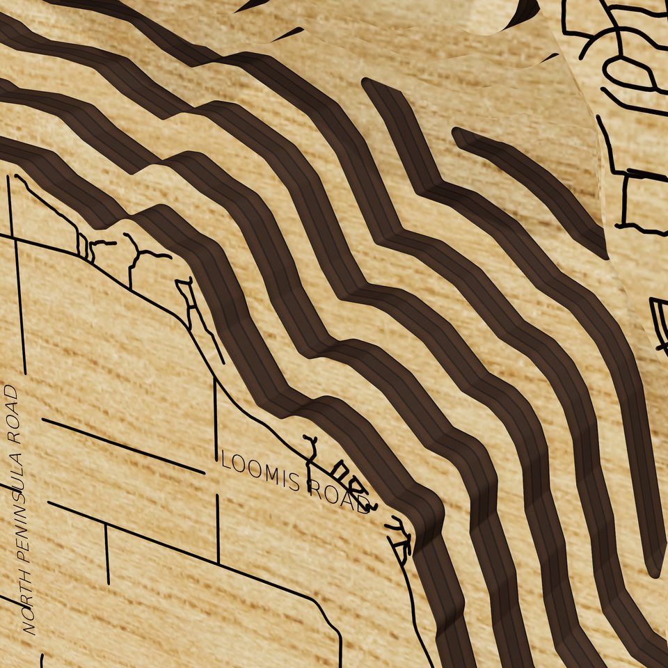 Lake Charlevoix 3D wood map, detail view
