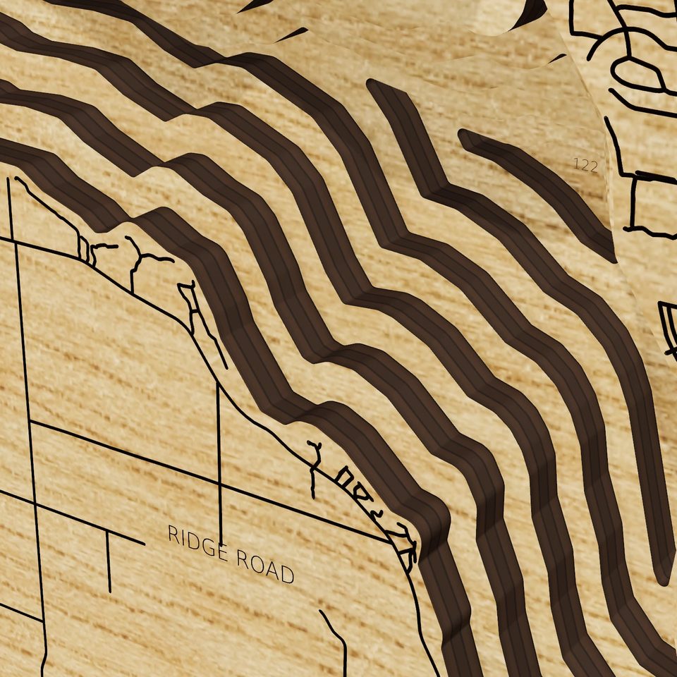 Lake Charlevoix 3D wood map, detail view
