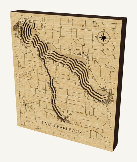 Lake Charlevoix wood map
