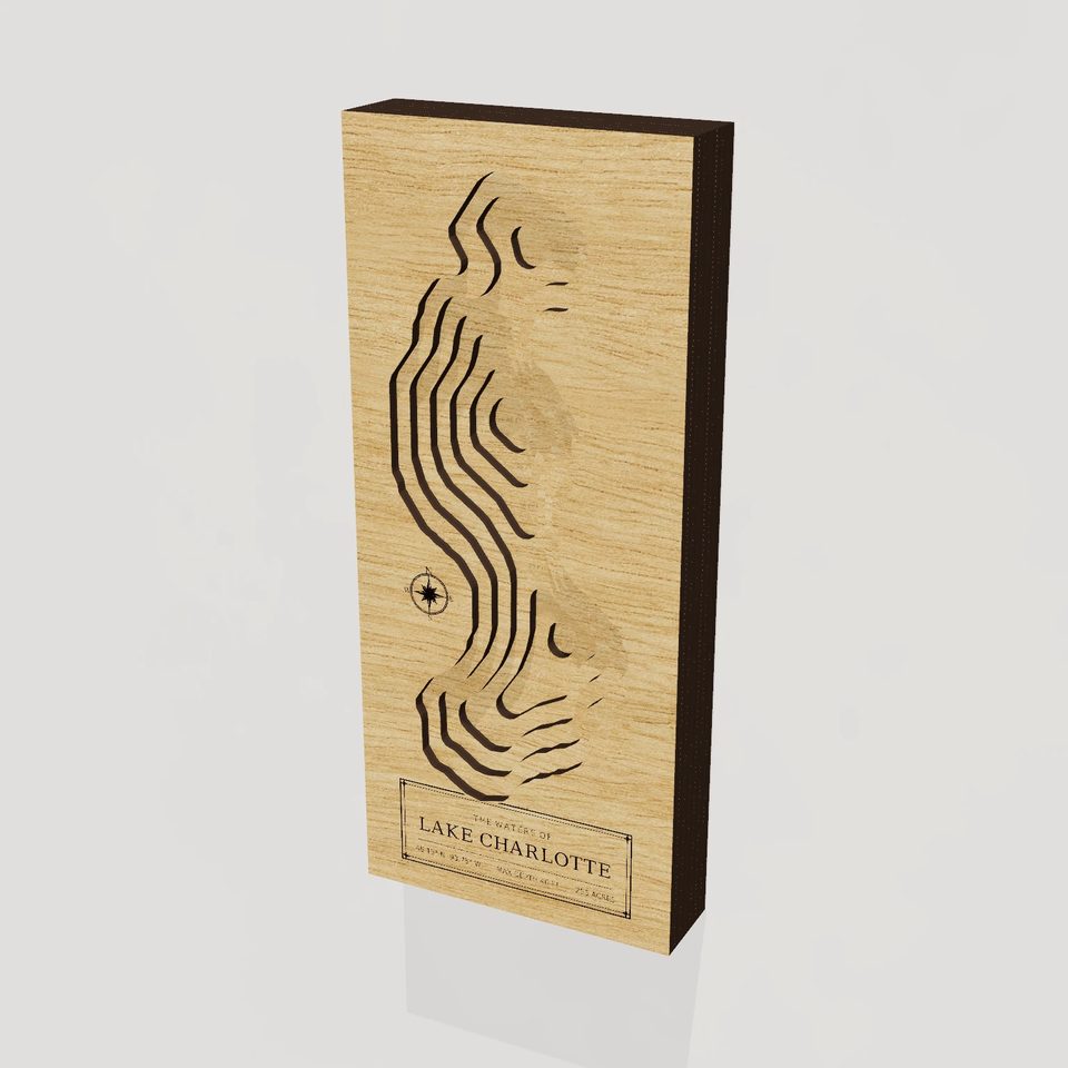 Lake Charlotte 3D wood map, hero view