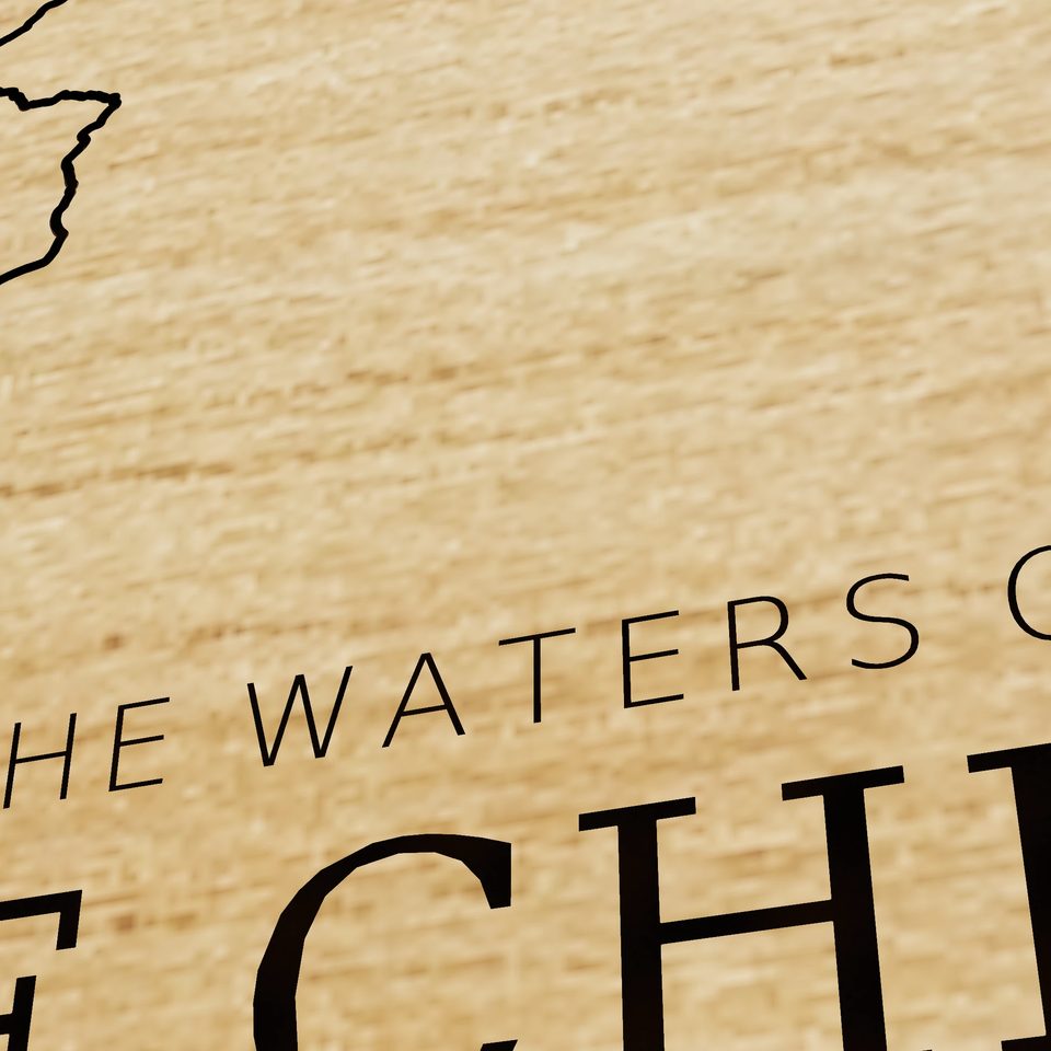Lake Chelan 3D wood map, title view