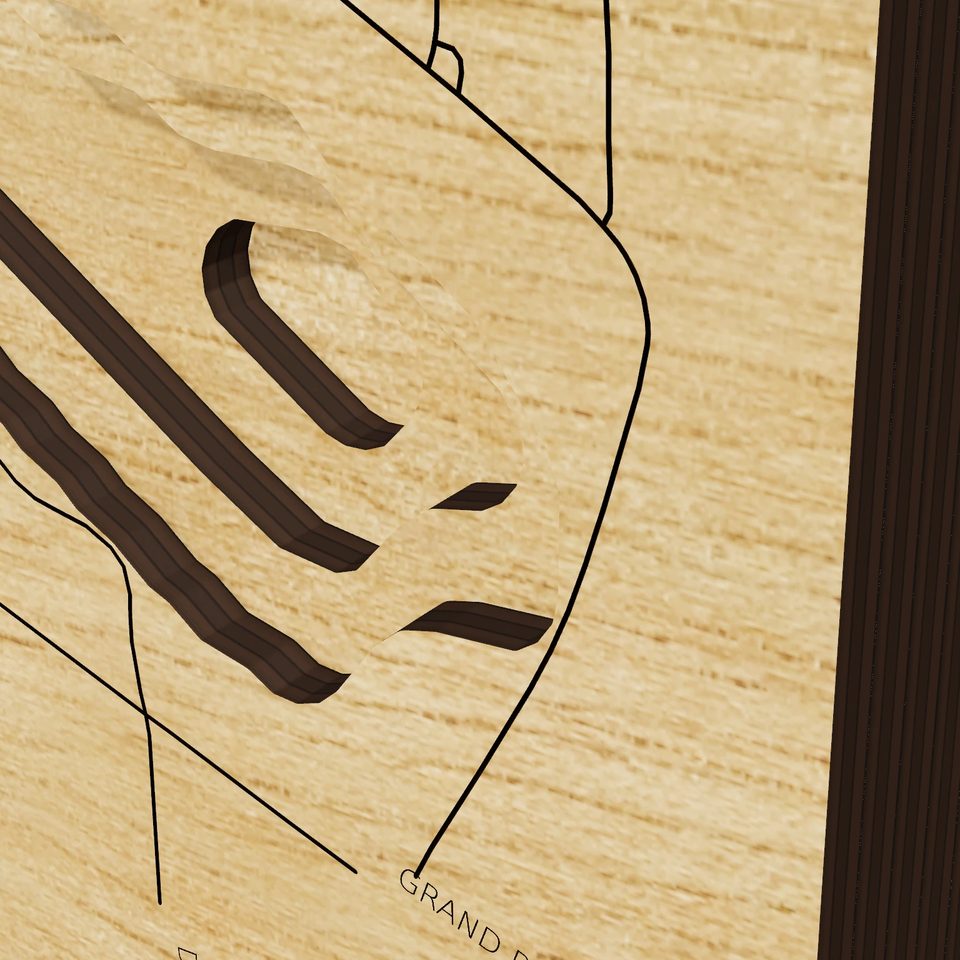 Lake Chemung 3D wood map, detail view