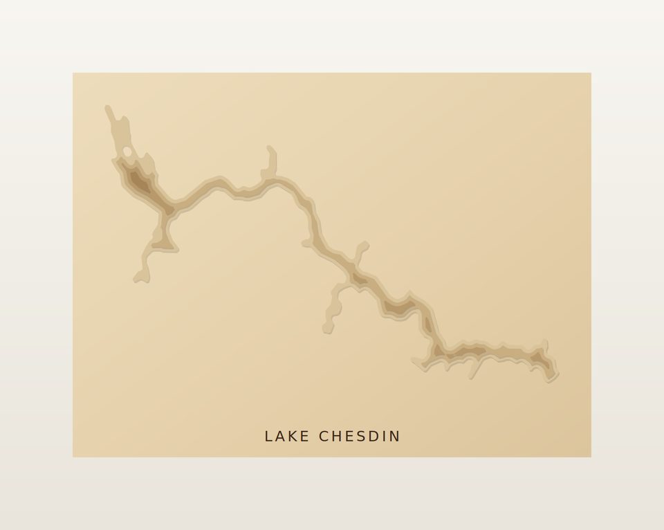 Lake Chesdin 3D wood map, preview view