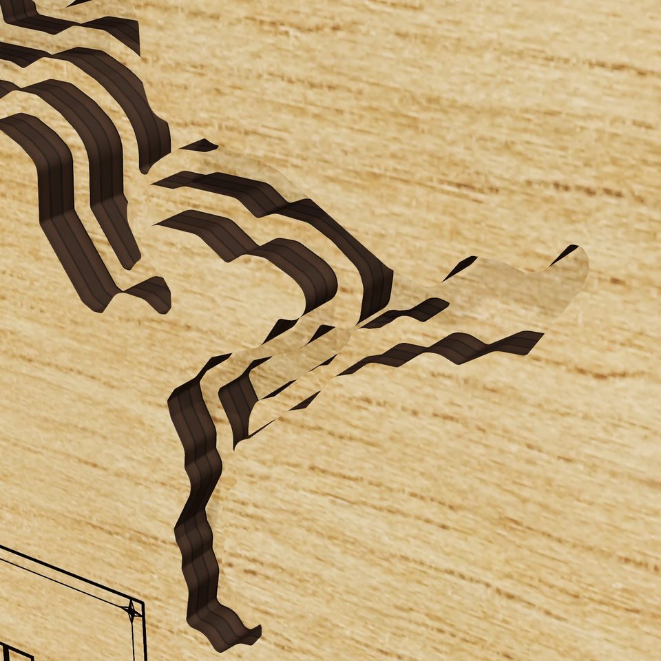 Lake Chetek 3D wood map, detail view
